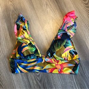 Aerie Tropical Ruffle Bikini Top